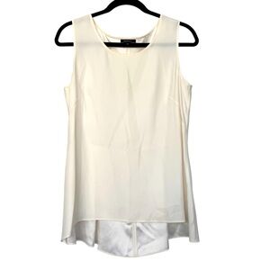 Lafayette 148 Silk Sleeveless High Low Blouse‎ White